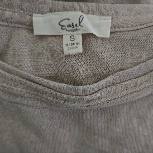 Easel WhEat Beige Oversized Comfy Asymmetrical Hem Shirt Size Small - Picture 6 of 6